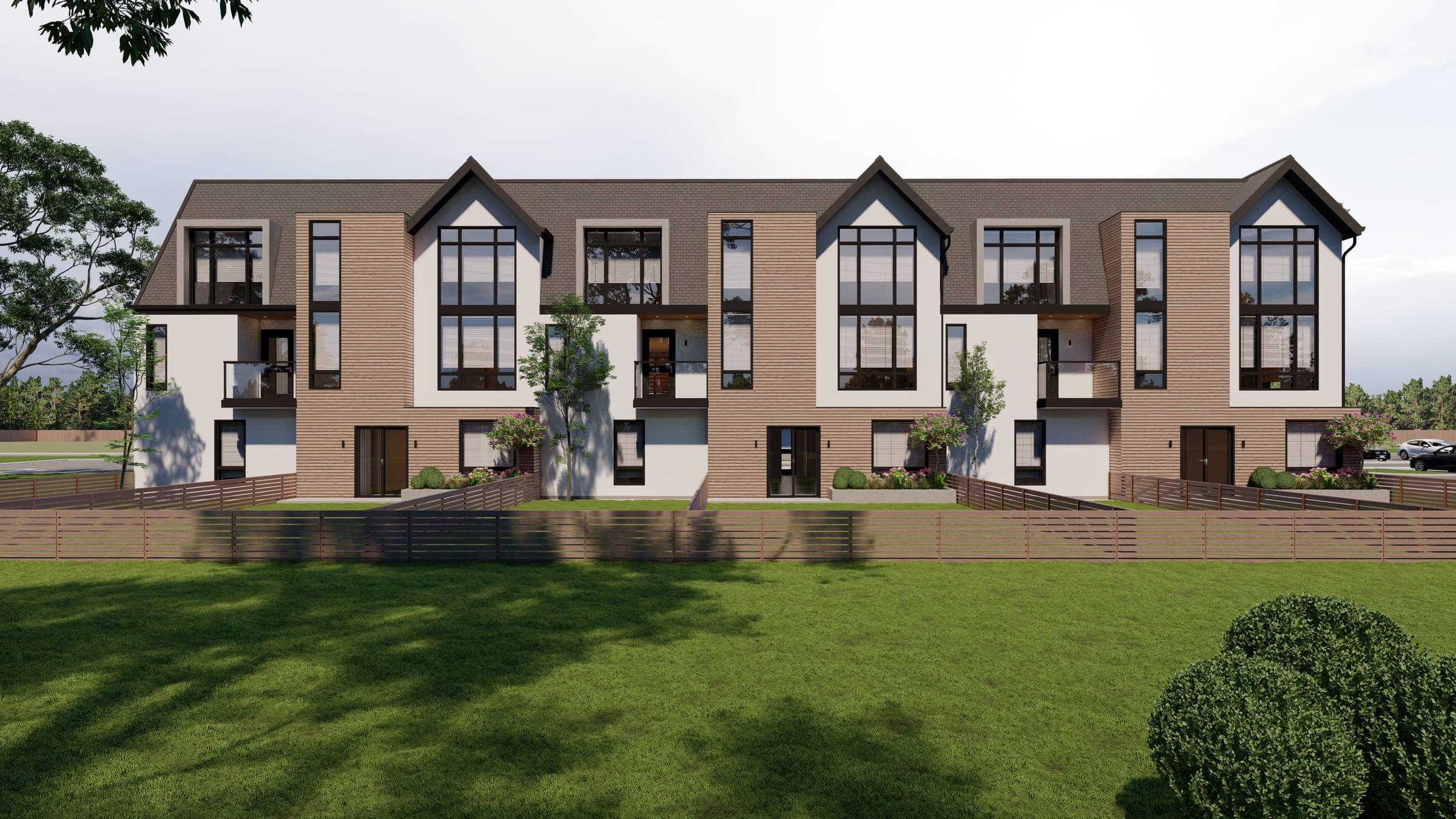 Front elevation of the townhomes