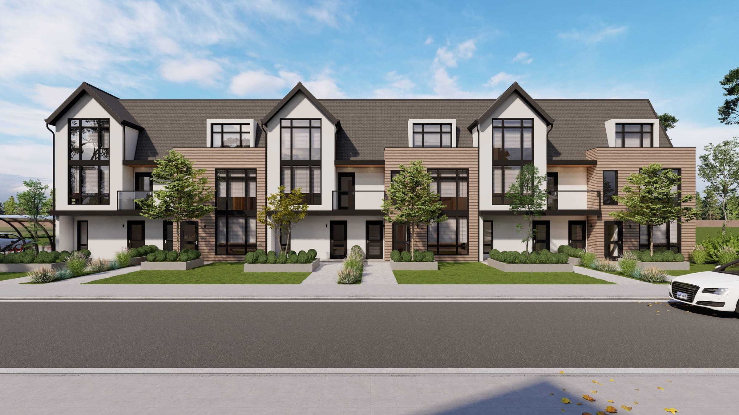 Rear view of the townhomes